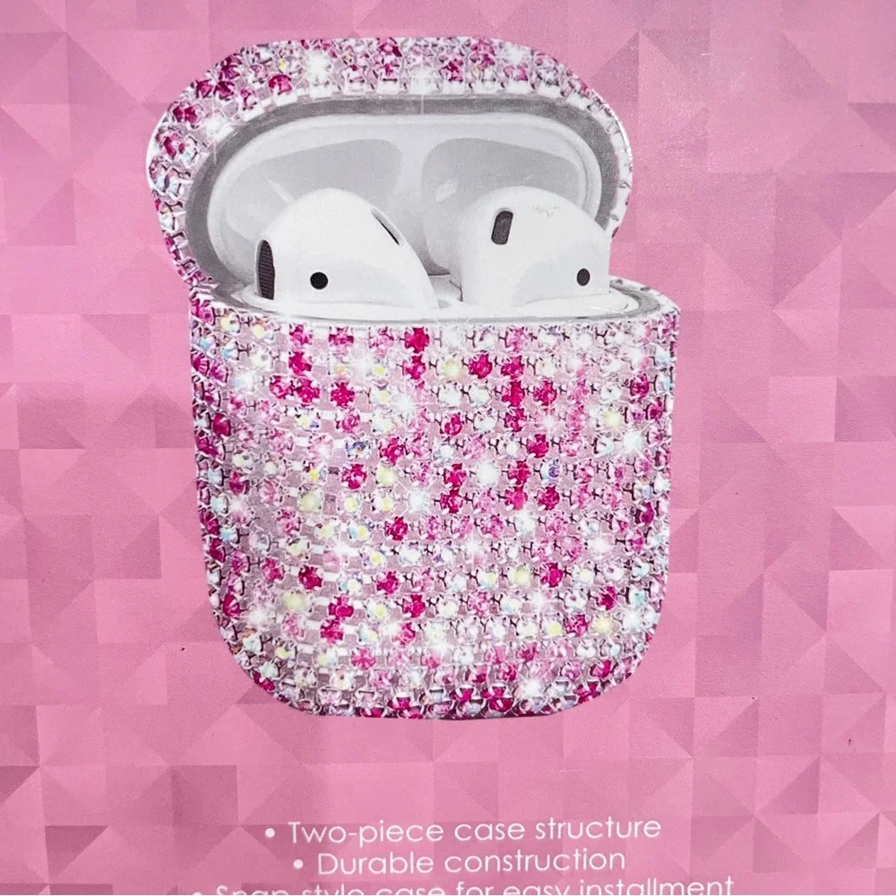NEW dELiA*s Pink Rhinestone Diamond Style Case Cover for Apple AirPods with Clip